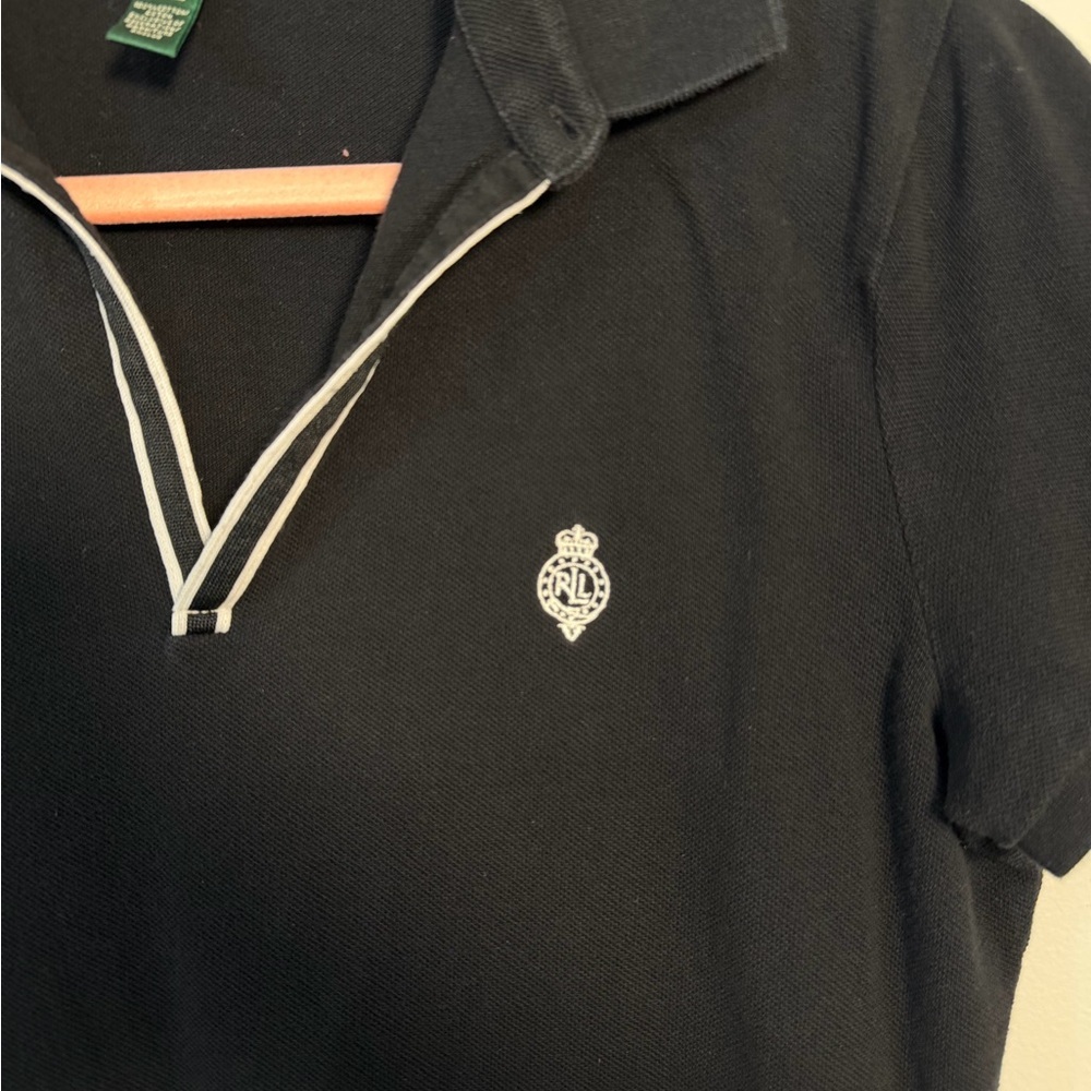 Ralph Lauren Black Active Polo Top Women’s Medium LRL Athleisure Golf - Picture 3 of 7